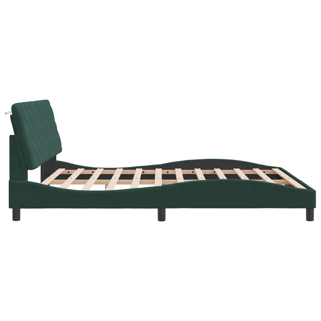 Cadre de lit sans matelas vert foncé 180x200 cm velours