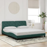 Cadre de lit sans matelas vert foncé 180x200 cm velours