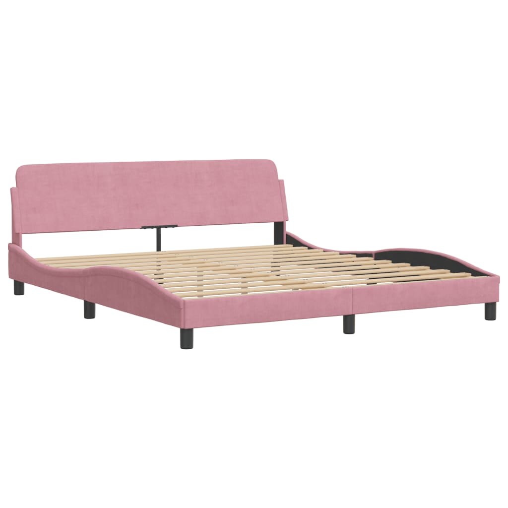 Cadre de lit sans matelas rose 180x200 cm velours