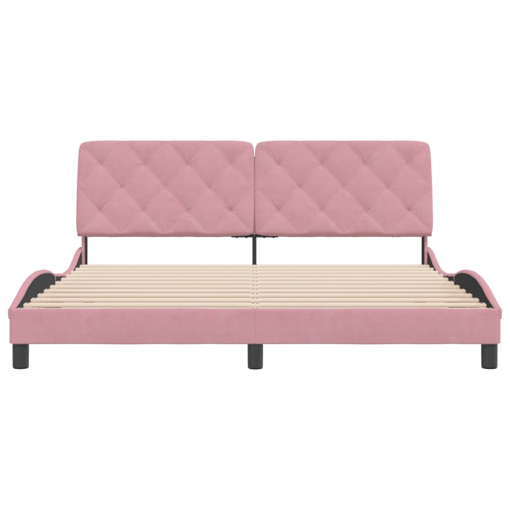 Cadre de lit sans matelas rose 180x200 cm velours