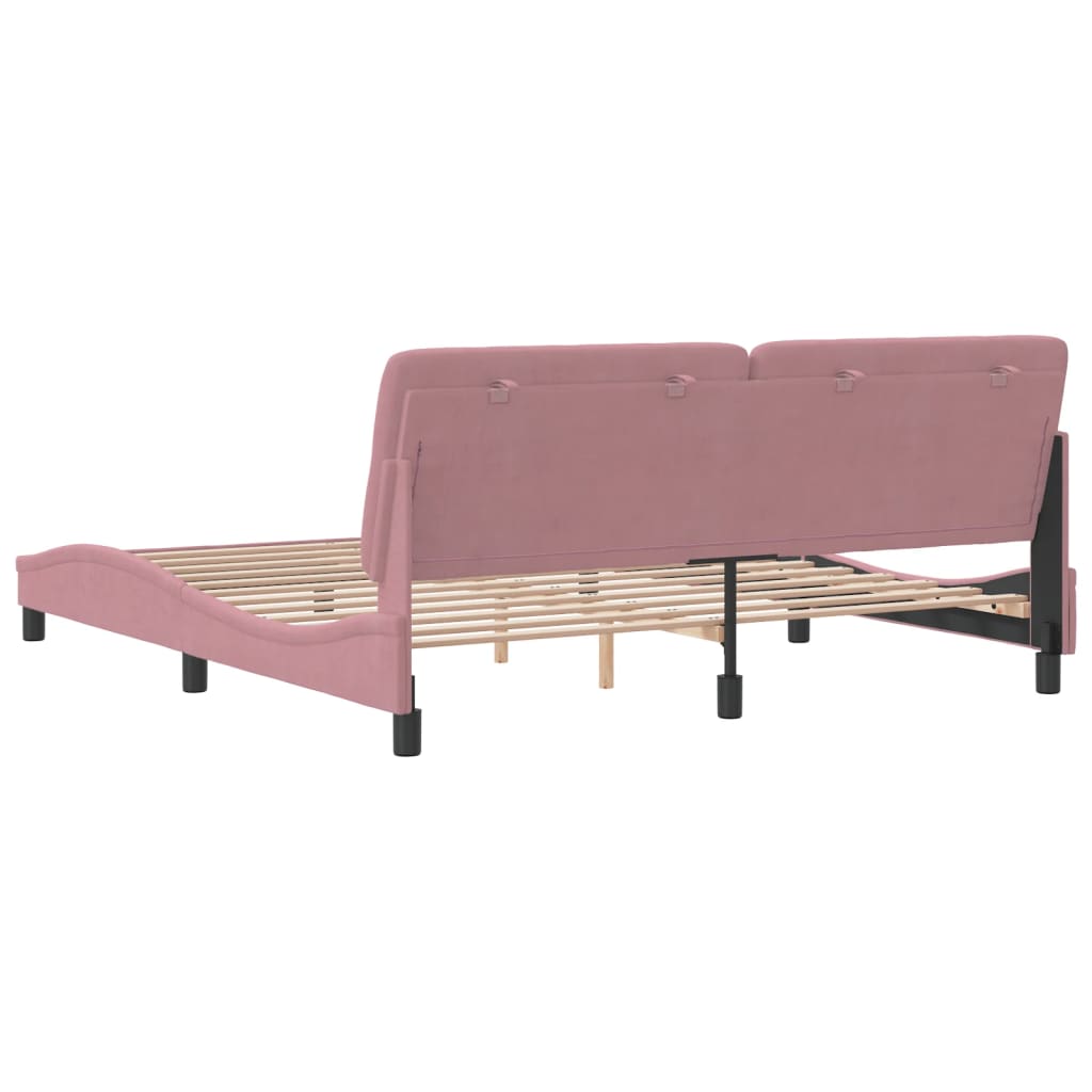 Cadre de lit sans matelas rose 180x200 cm velours