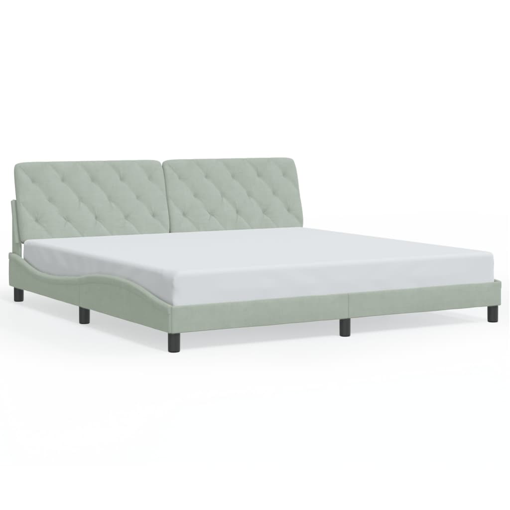 Cadre de lit sans matelas gris clair 200x200 cm velours