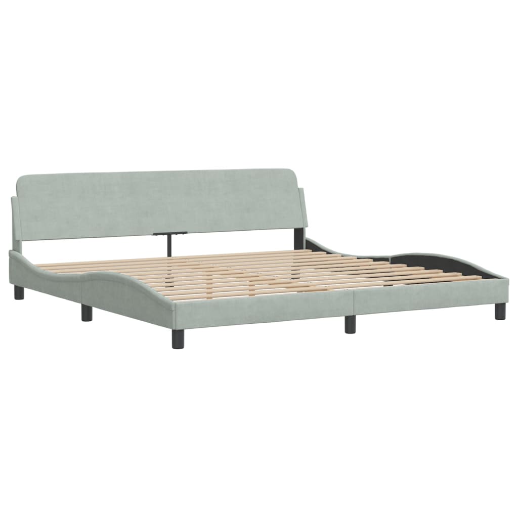 Cadre de lit sans matelas gris clair 200x200 cm velours