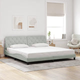 Cadre de lit sans matelas gris clair 200x200 cm velours