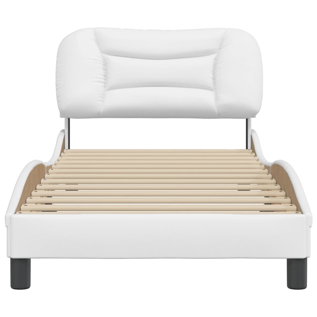 Bed frame without mattress white 90x190 cm imitation leather