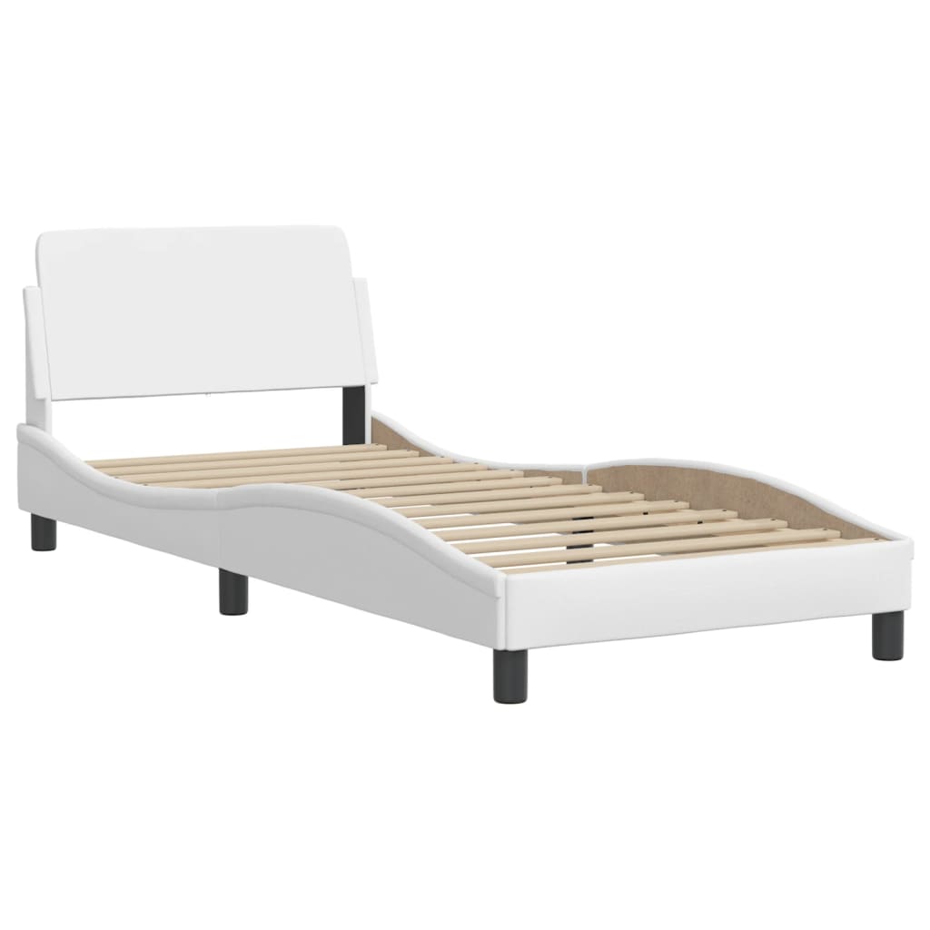 Bed frame without mattress white 90x190 cm imitation leather