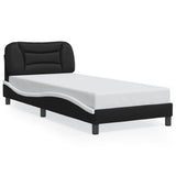 Cadre de lit sans matelas noir et blanc 90x190 cm similicuir