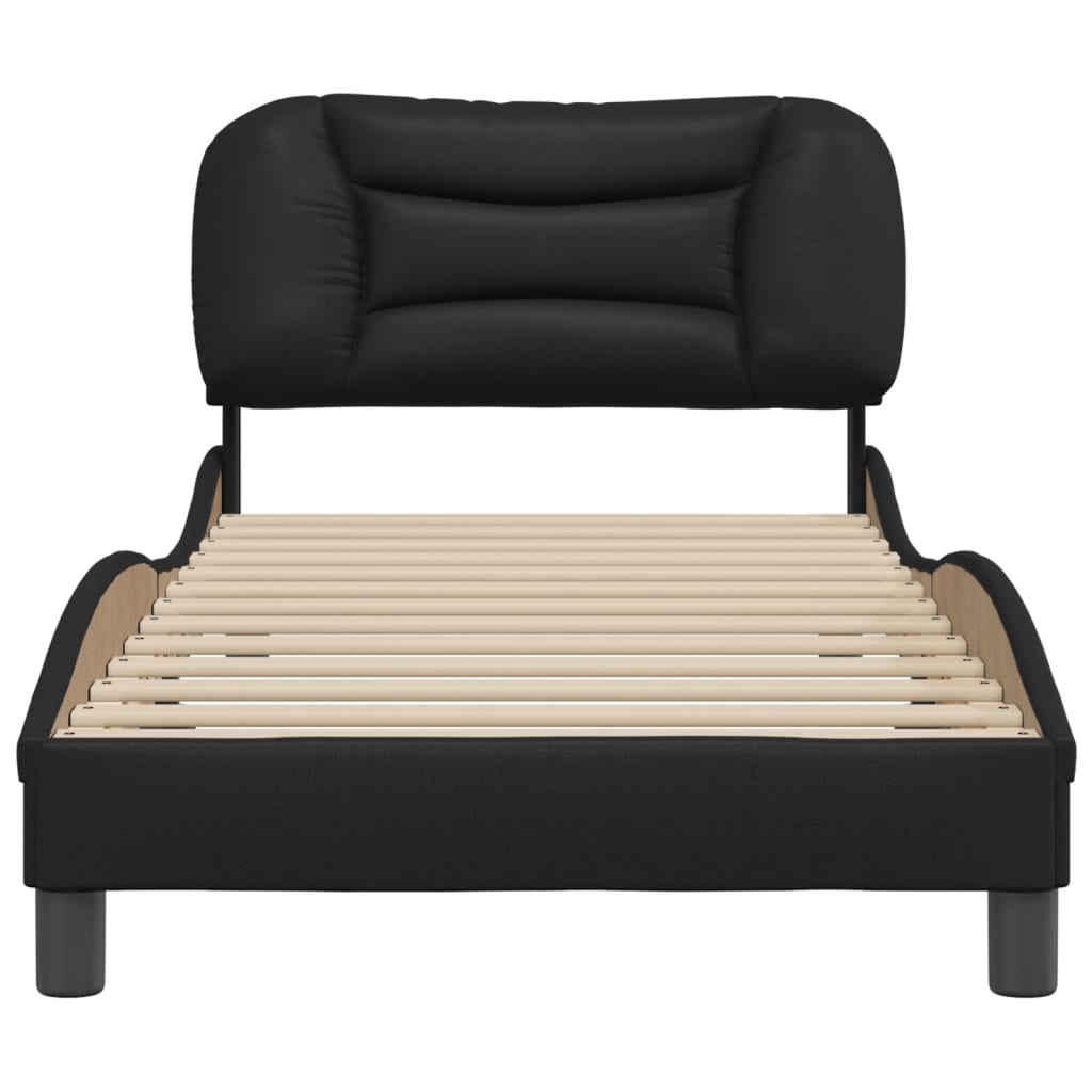 Cadre de lit sans matelas noir 90x200 cm similicuir