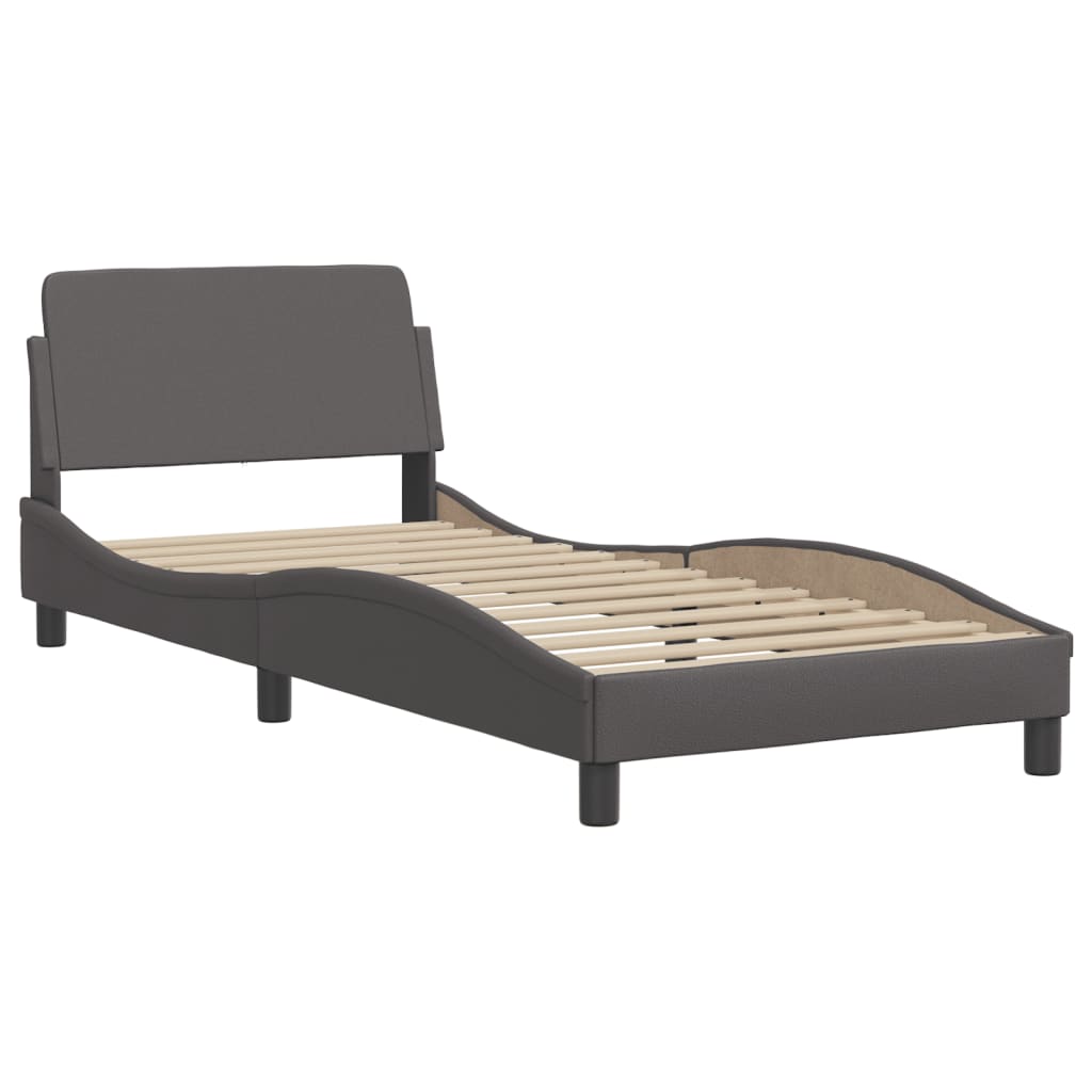 Cadre de lit sans matelas gris 90x200 cm similicuir