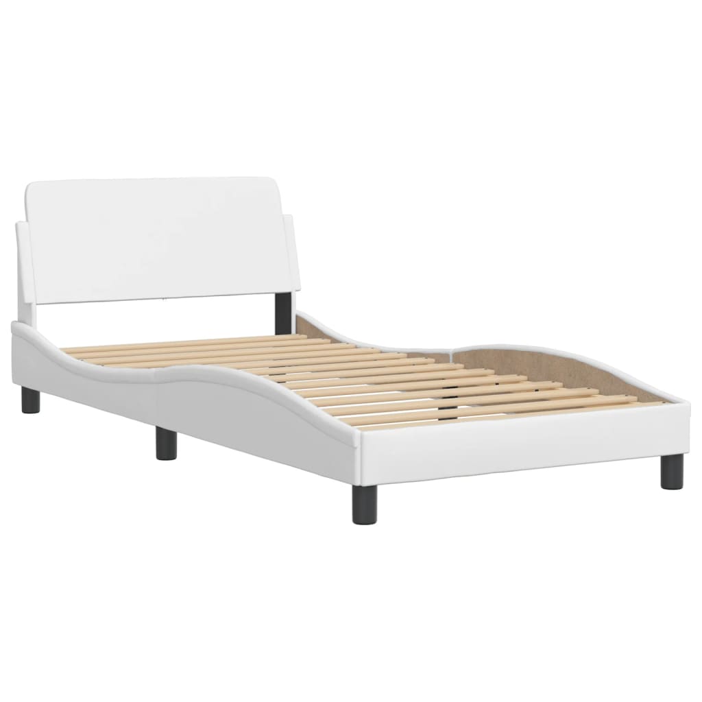 Cadre de lit sans matelas blanc 100x200 cm similicuir