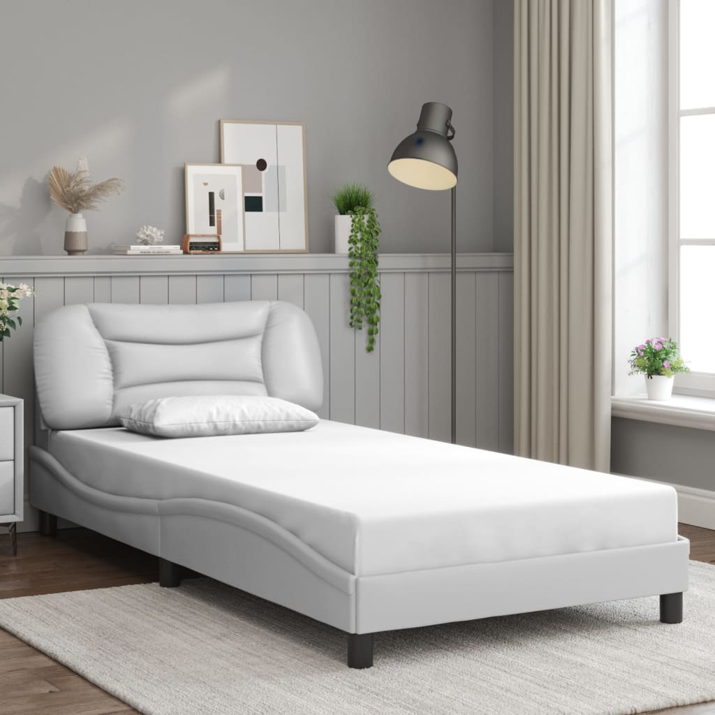 Cadre de lit sans matelas blanc 100x200 cm similicuir