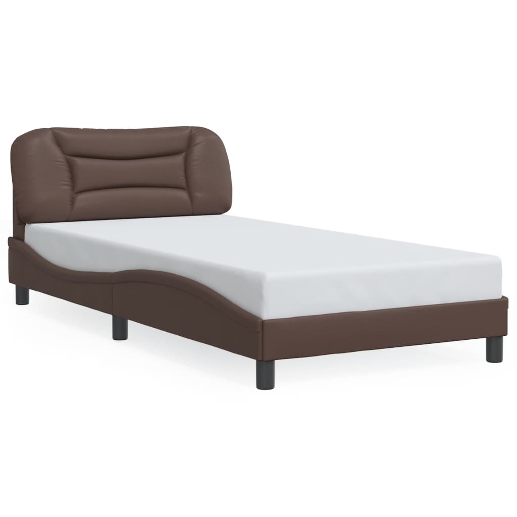 Cadre de lit sans matelas marron 100x200 cm similicuir