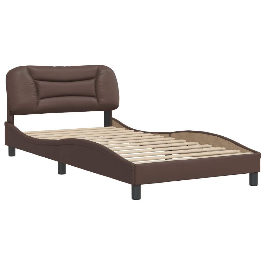 Cadre de lit sans matelas marron 100x200 cm similicuir