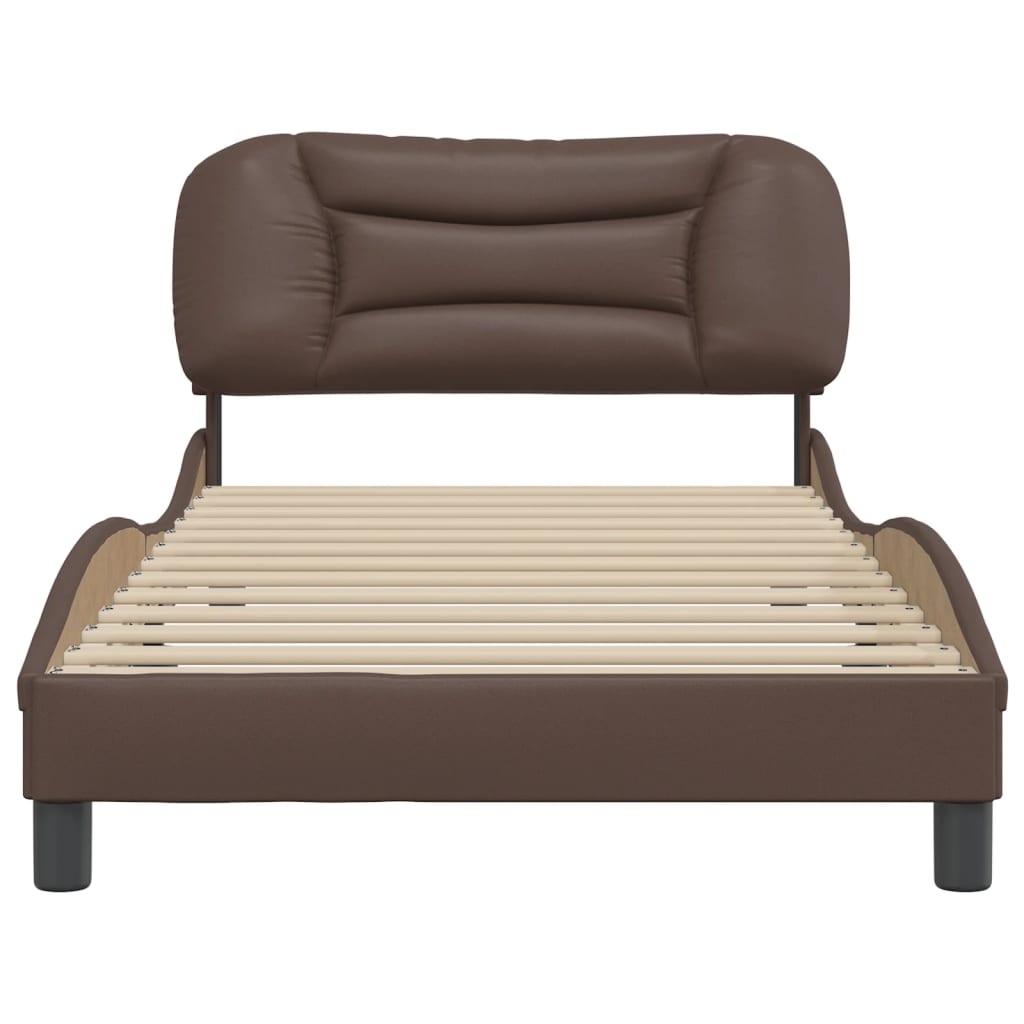 Cadre de lit sans matelas marron 100x200 cm similicuir