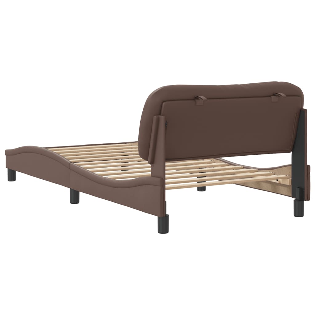 Cadre de lit sans matelas marron 100x200 cm similicuir