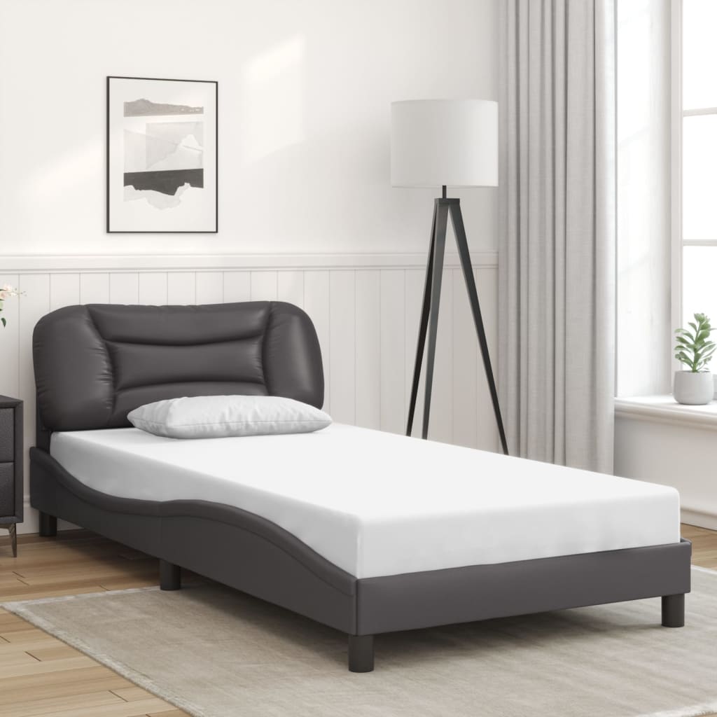 Cadre de lit sans matelas gris 100x200 cm similicuir