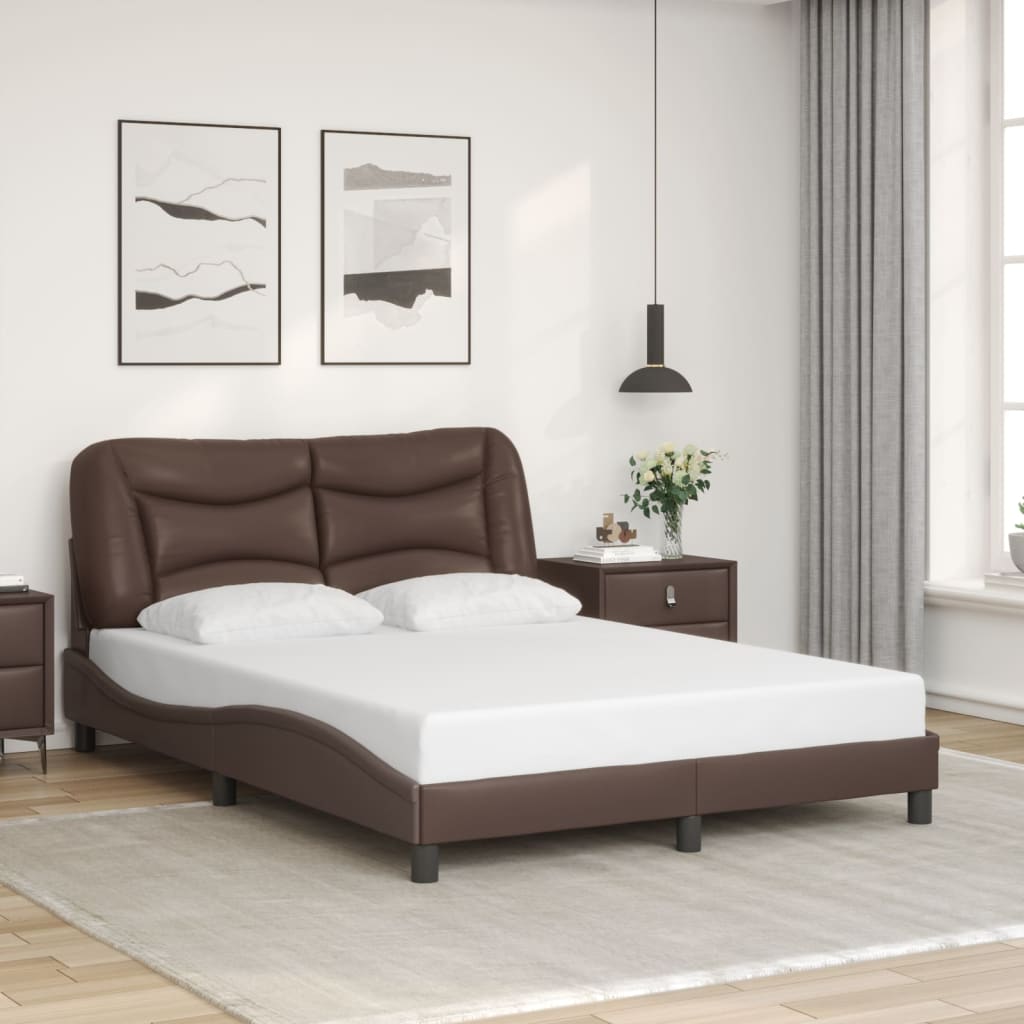 Cadre de lit sans matelas marron 120x200 cm similicuir