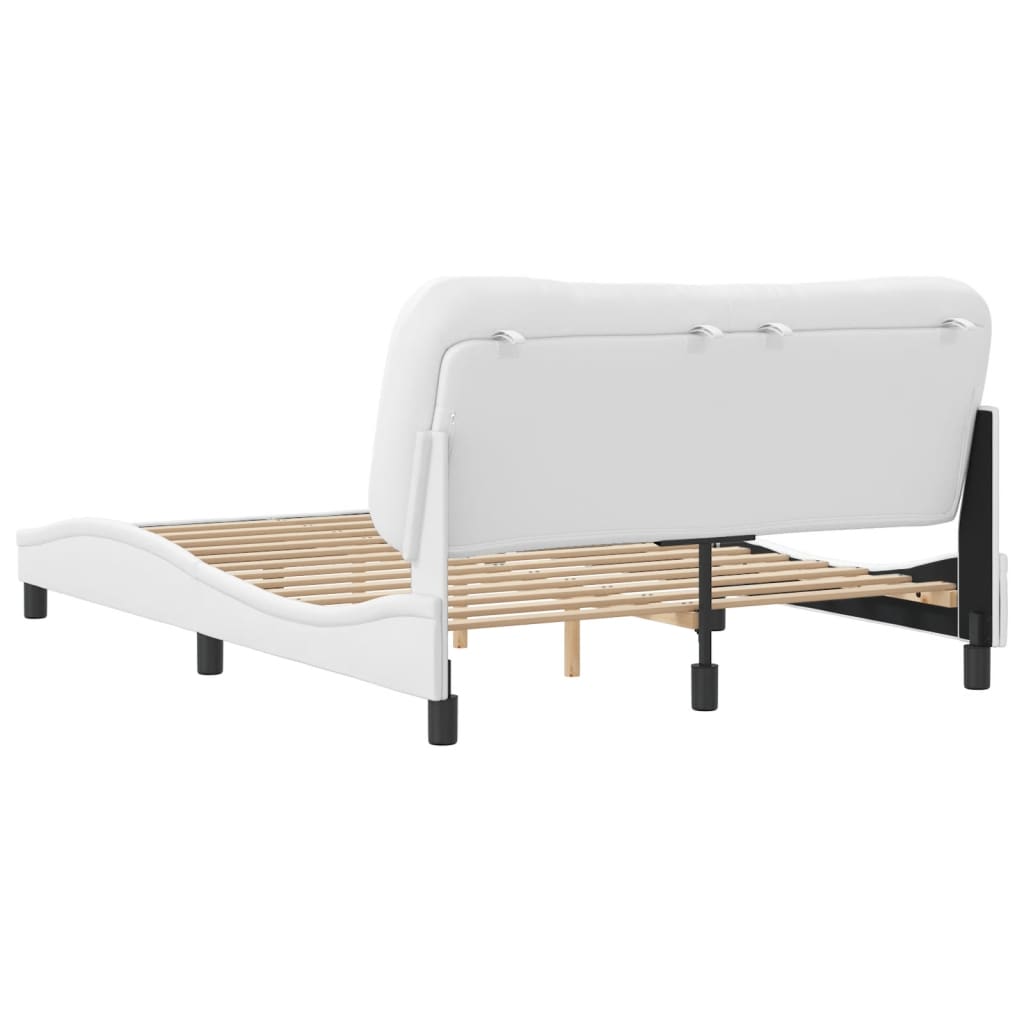 Cadre de lit sans matelas blanc 140x190 cm similicuir