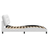 Cadre de lit sans matelas blanc 140x190 cm similicuir