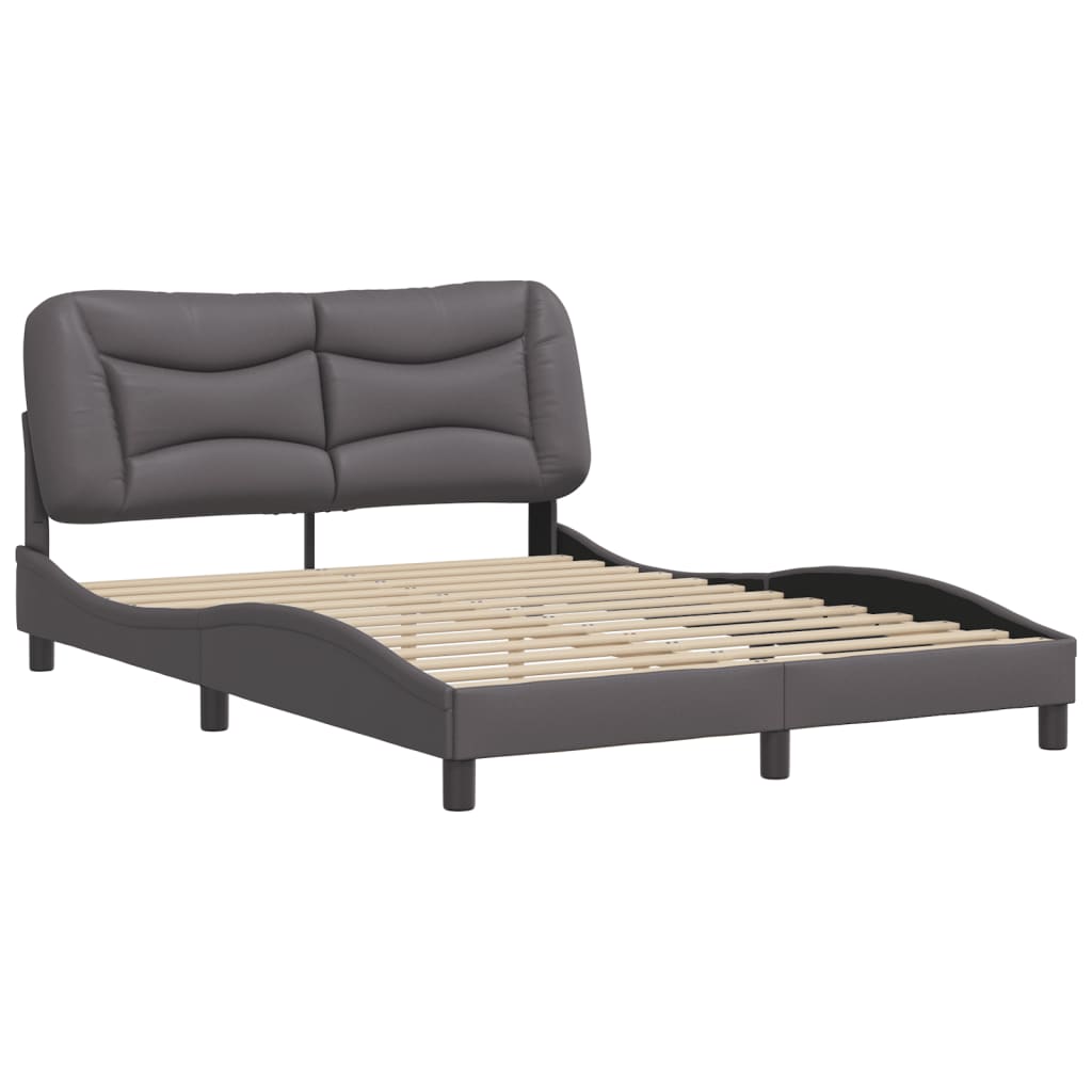 Cadre de lit sans matelas gris 140x190 cm similicuir