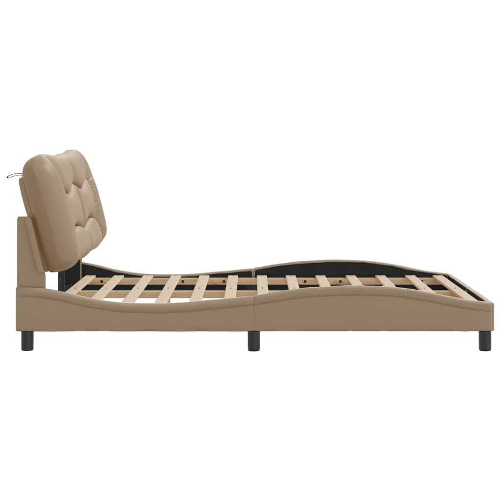 Cadre de lit sans matelas cappuccino 140x190 cm similicuir