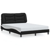 Cadre de lit sans matelas noir et blanc 140x190 cm similicuir