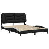 Cadre de lit sans matelas noir et blanc 140x190 cm similicuir