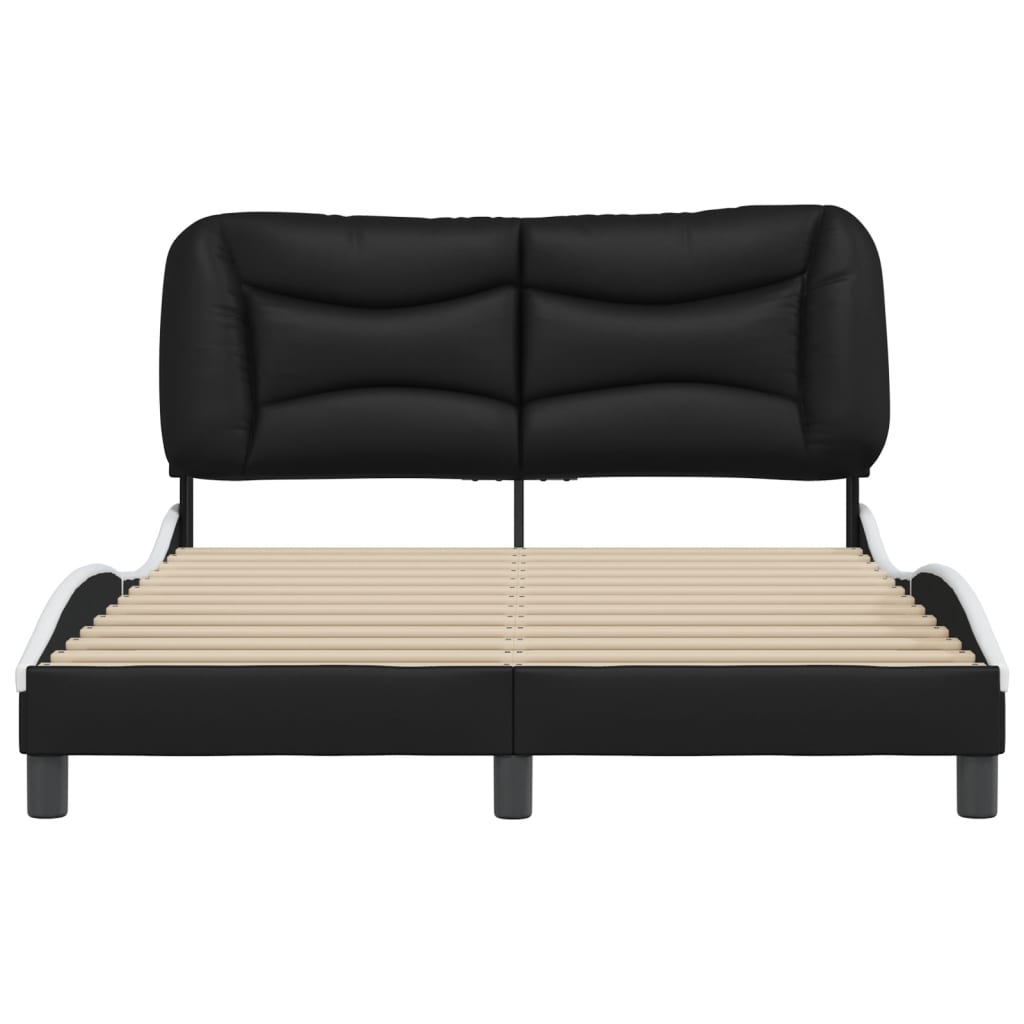 Cadre de lit sans matelas noir et blanc 140x190 cm similicuir