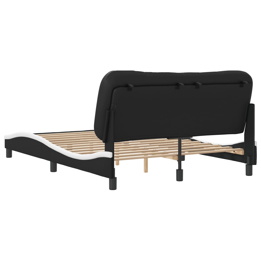 Cadre de lit sans matelas noir et blanc 140x190 cm similicuir