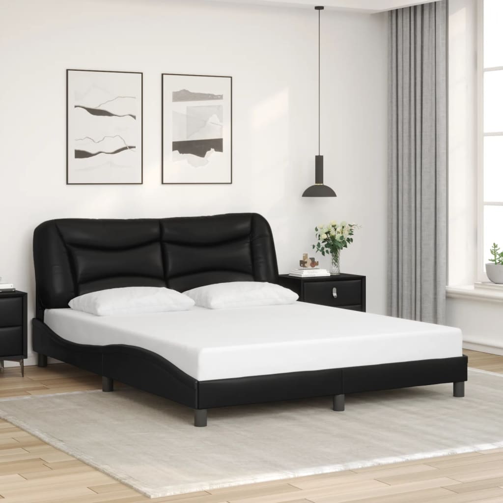 Cadre de lit sans matelas noir 160x200 cm similicuir