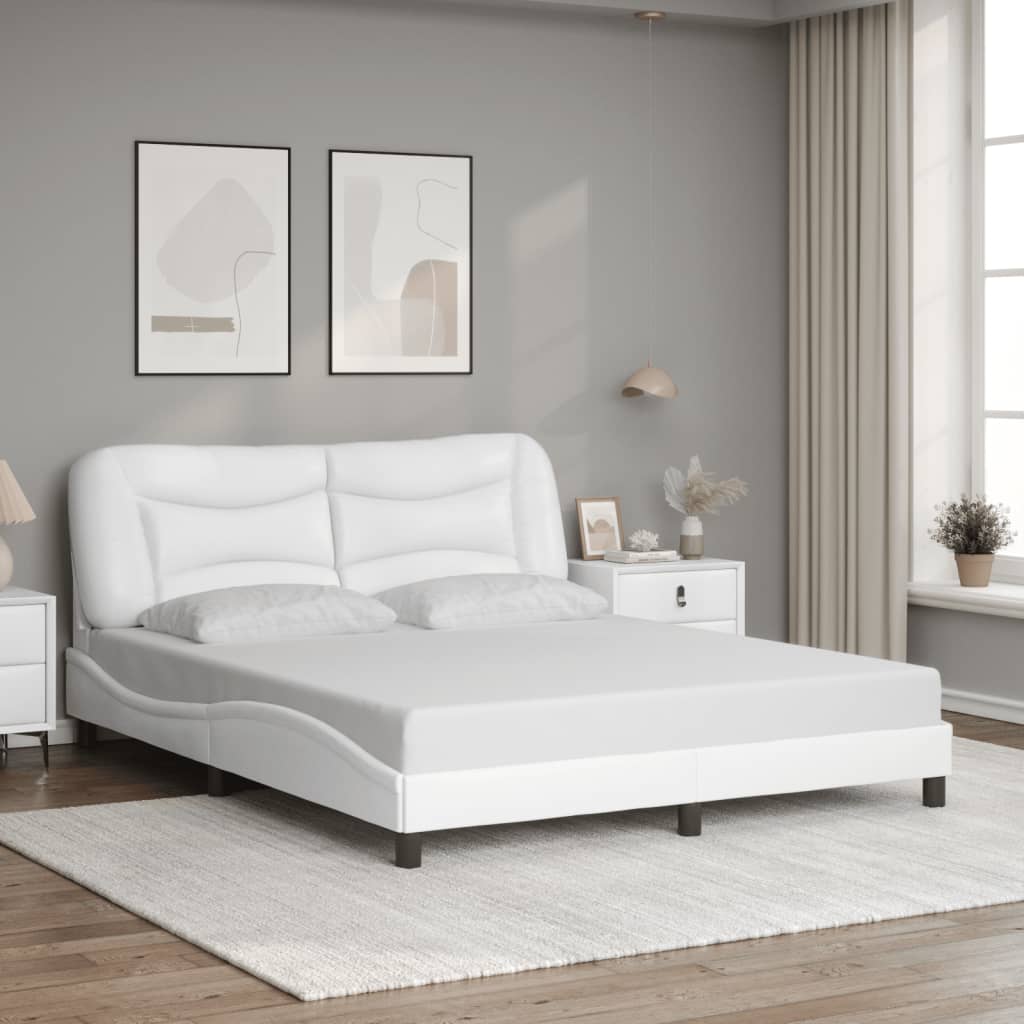 Cadre de lit sans matelas blanc 160x200 cm similicuir