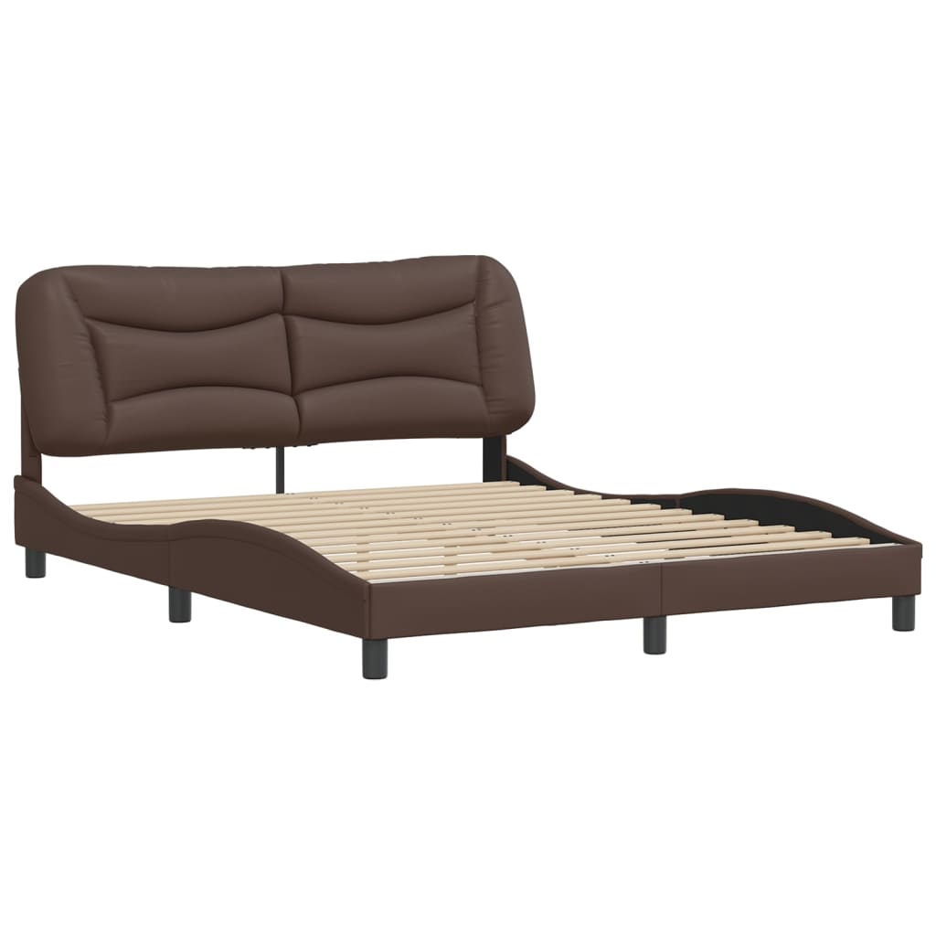 Cadre de lit sans matelas marron 160x200 cm similicuir