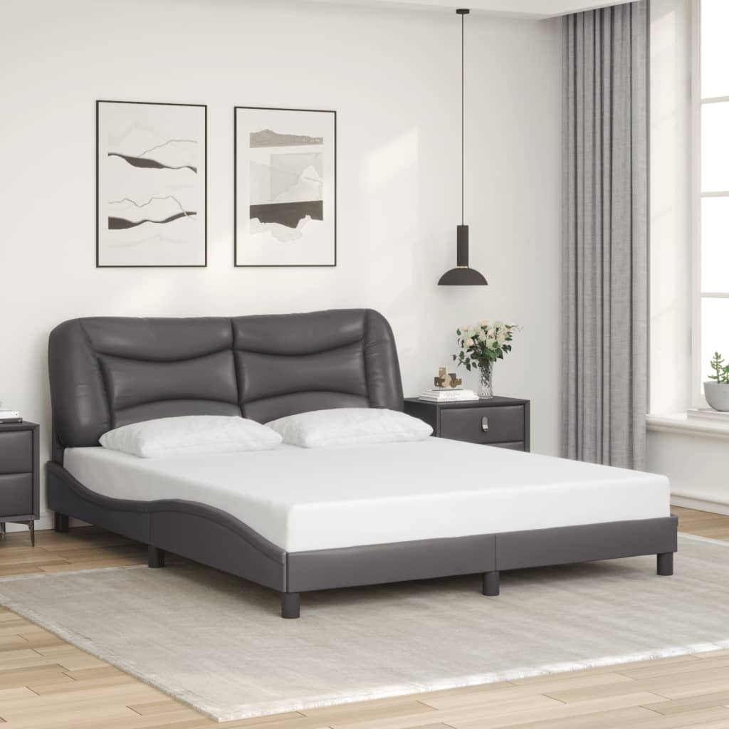 Cadre de lit sans matelas gris 160x200 cm similicuir