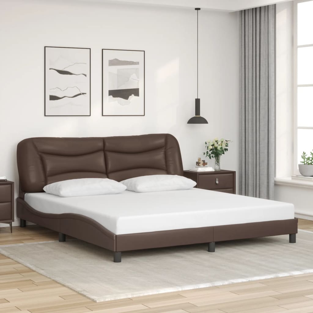 Cadre de lit sans matelas marron 180x200 cm similicuir