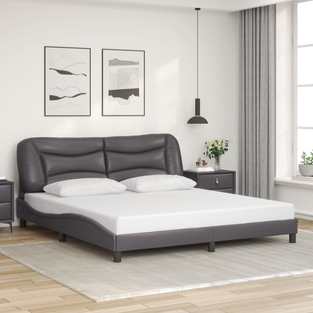 Cadre de lit sans matelas gris 180x200 cm similicuir