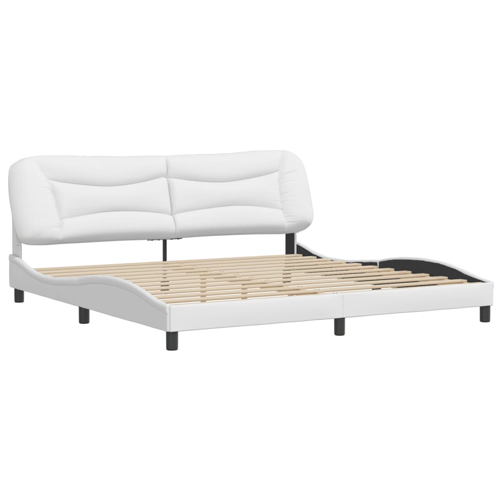 Cadre de lit sans matelas blanc 200x200 cm similicuir