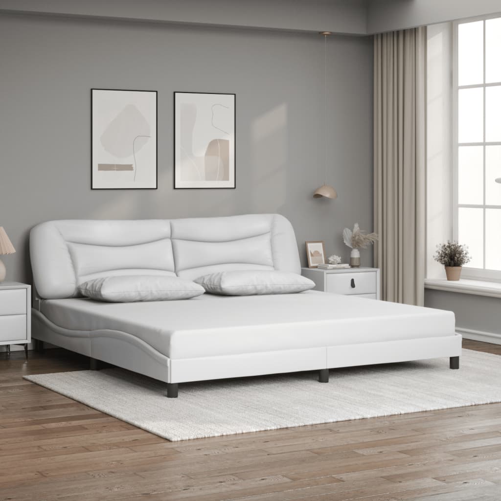 Cadre de lit sans matelas blanc 200x200 cm similicuir