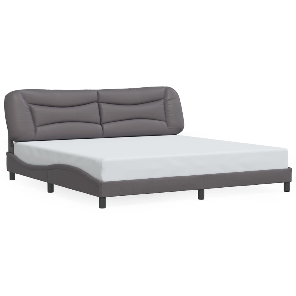 Cadre de lit sans matelas gris 200x200 cm similicuir