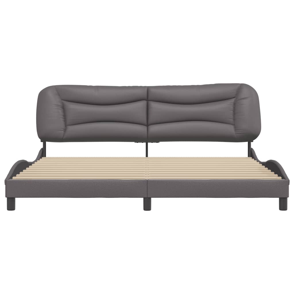 Cadre de lit sans matelas gris 200x200 cm similicuir