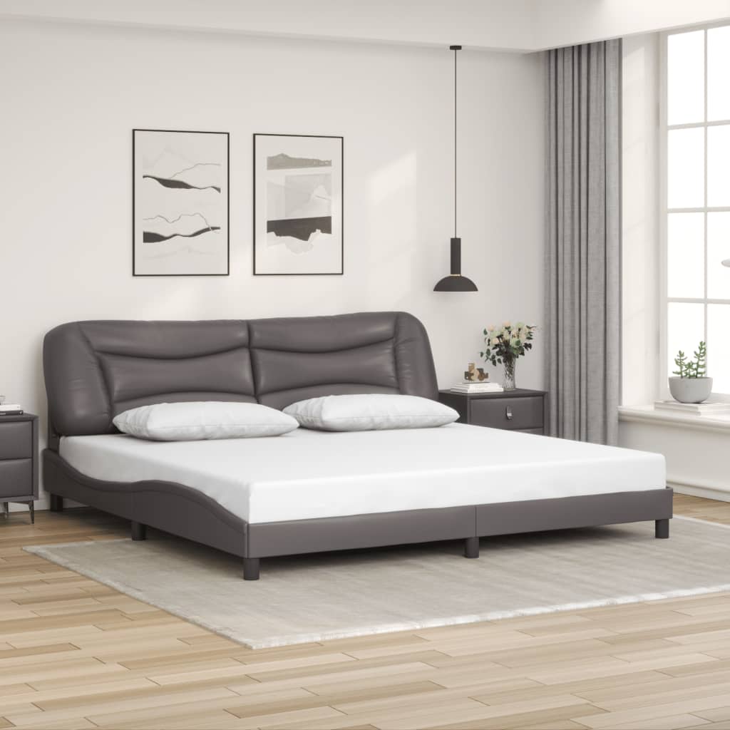 Cadre de lit sans matelas gris 200x200 cm similicuir