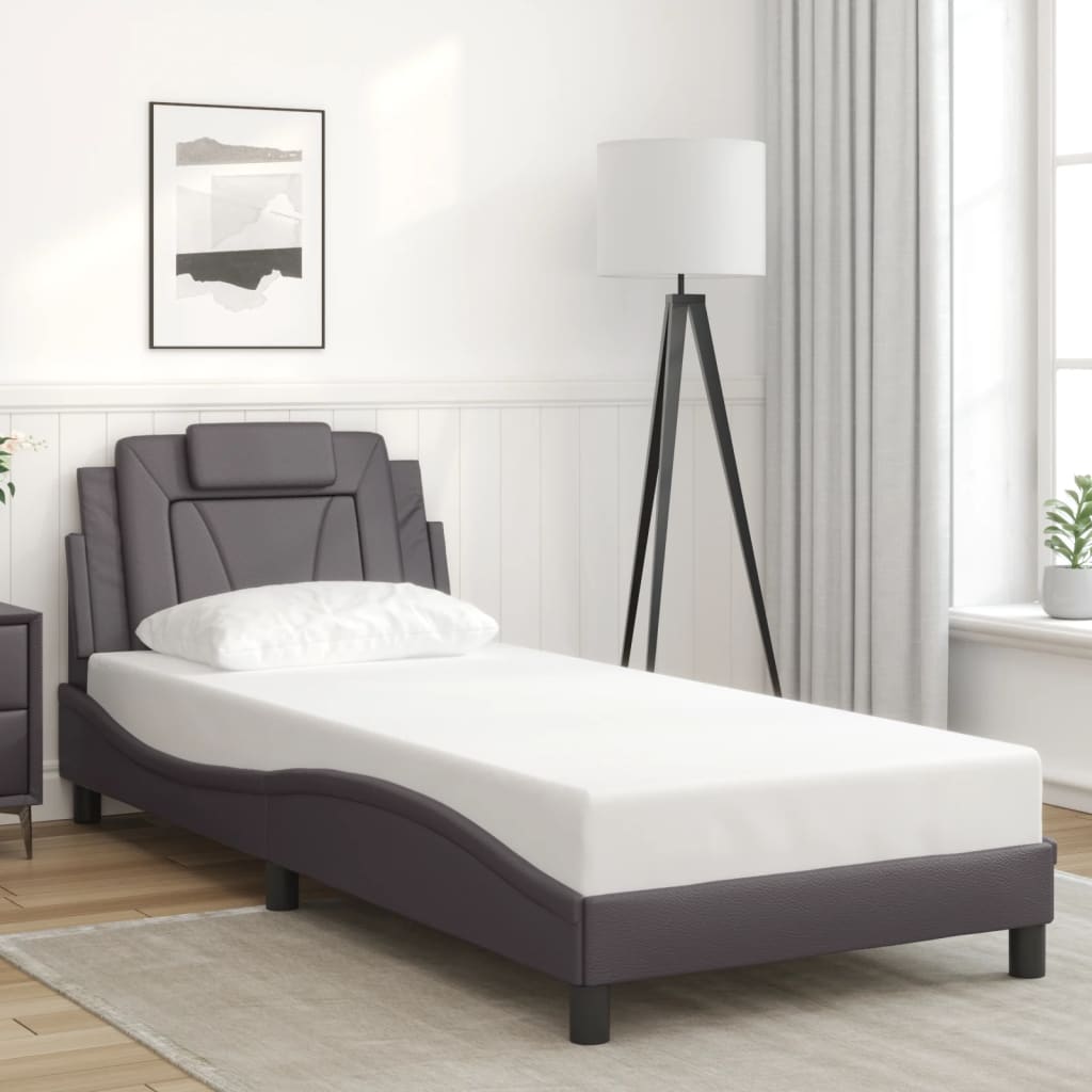 Cadre de lit sans matelas gris 80x200 cm similicuir