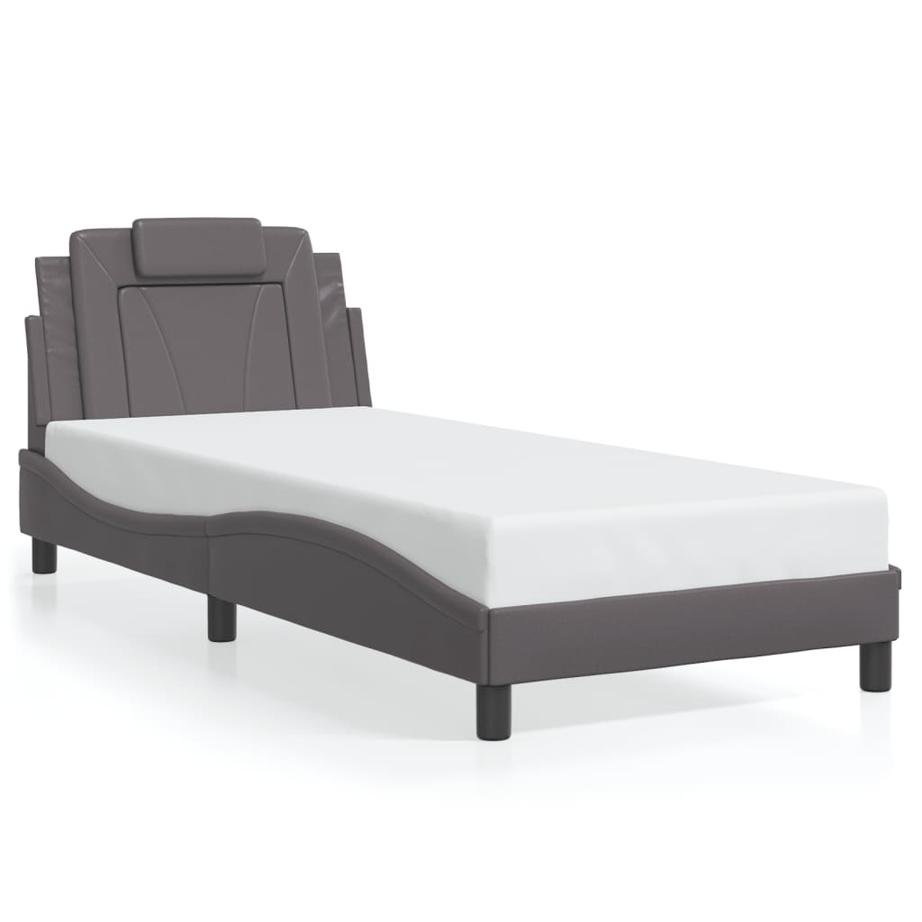 Cadre de lit sans matelas gris 90x190 cm similicuir