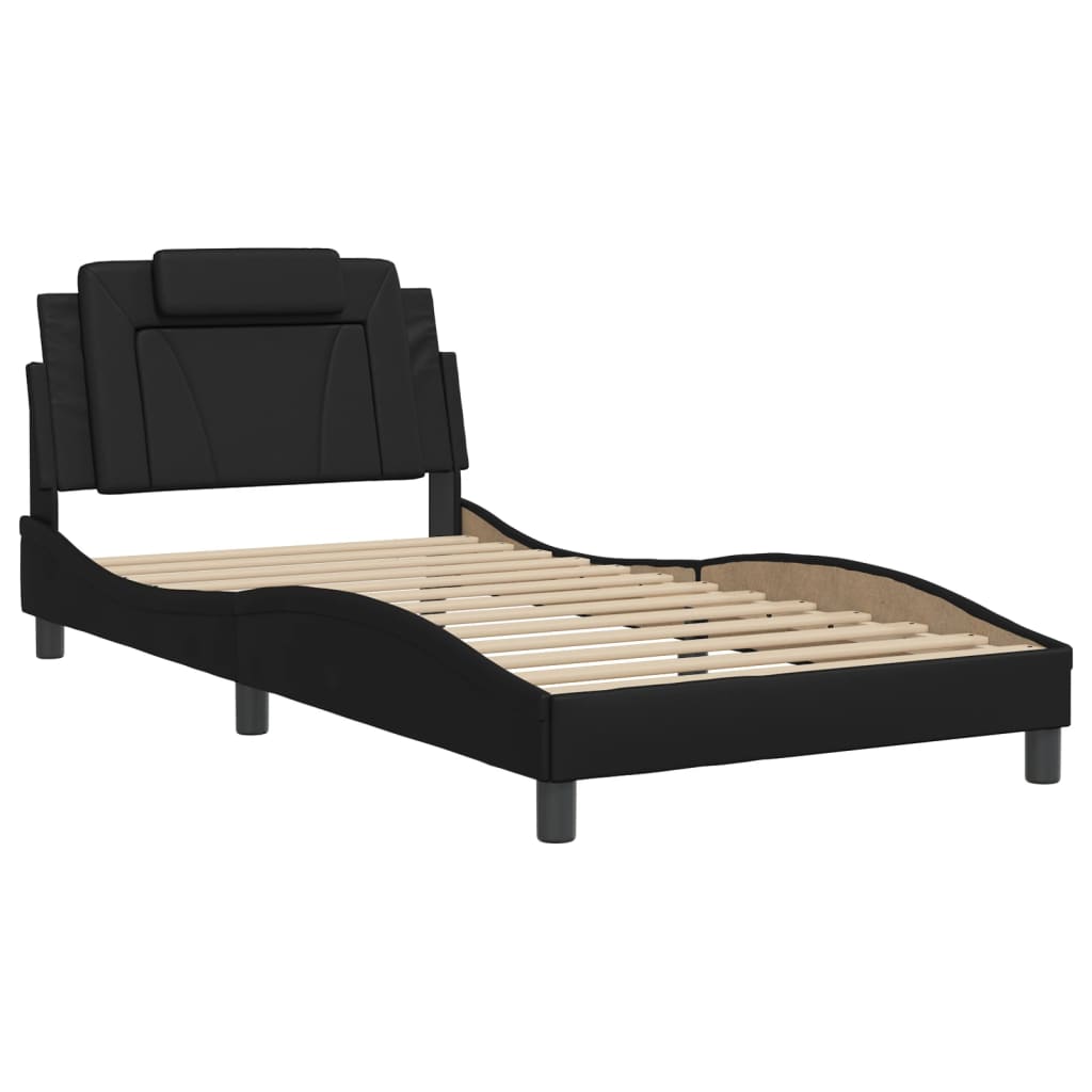 Cadre de lit sans matelas noir 100x200 cm similicuir