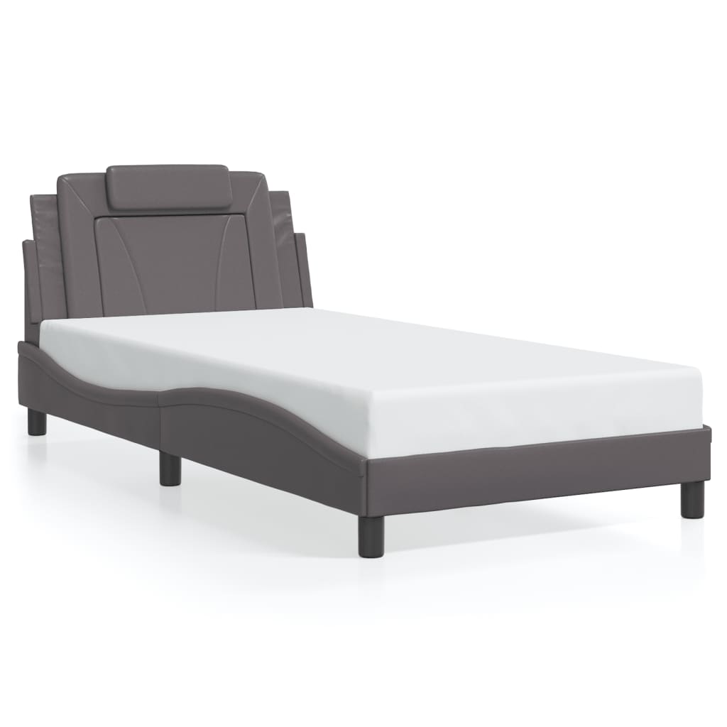 Cadre de lit sans matelas gris 100x200 cm similicuir