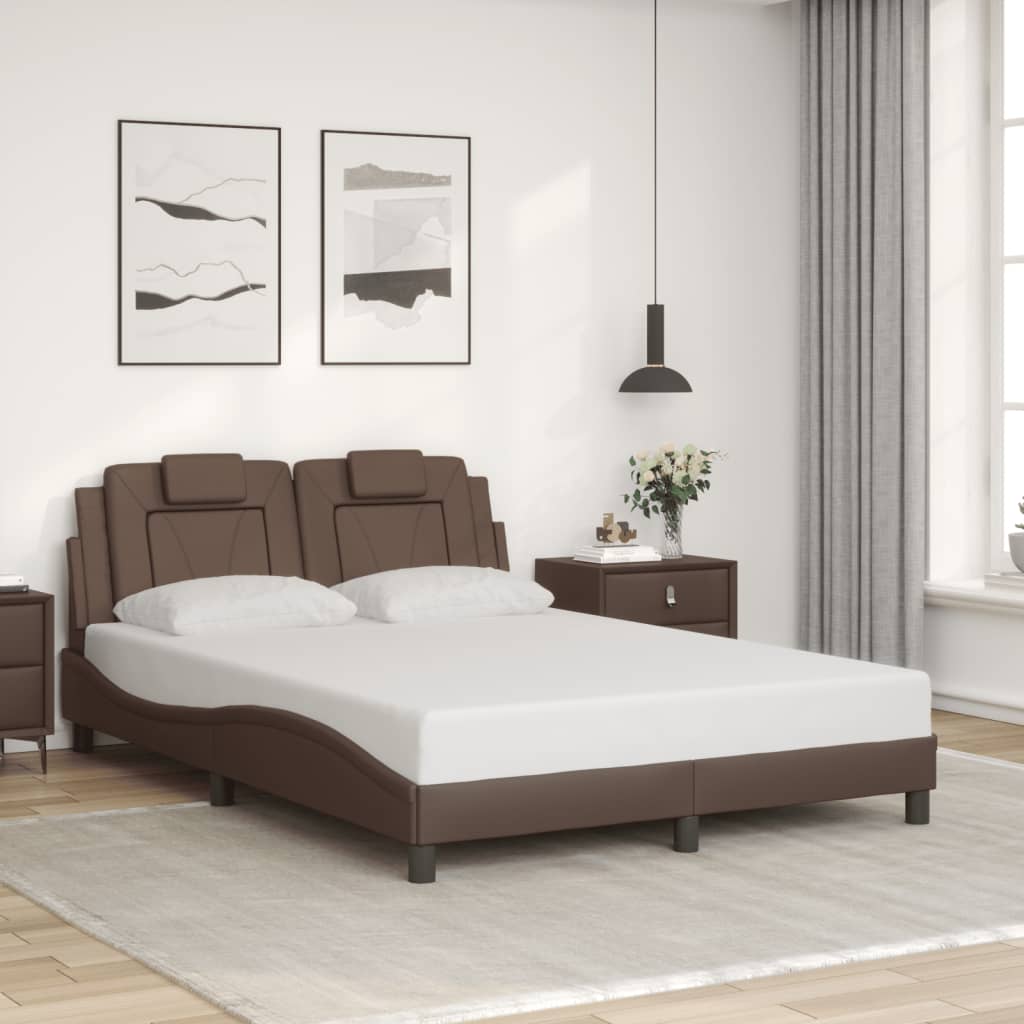 Cadre de lit sans matelas marron 120x200 cm similicuir