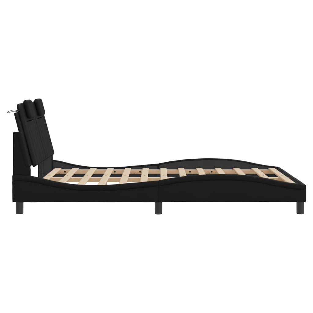 Cadre de lit sans matelas noir 140x190 cm similicuir