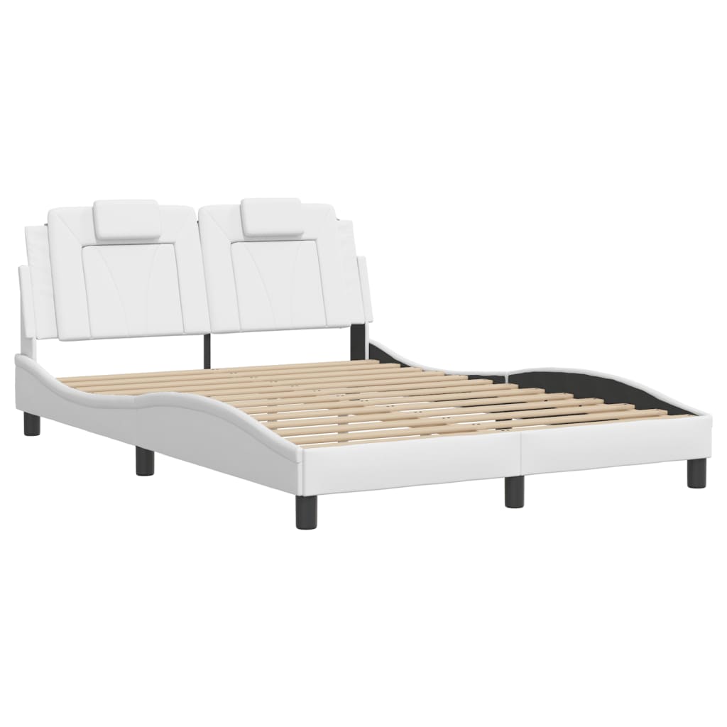 Cadre de lit sans matelas blanc 140x190 cm similicuir