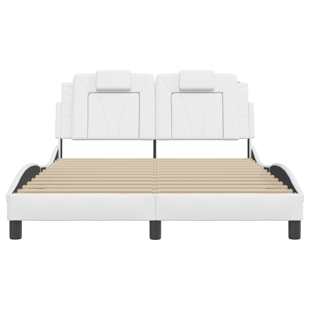 Cadre de lit sans matelas blanc 140x190 cm similicuir