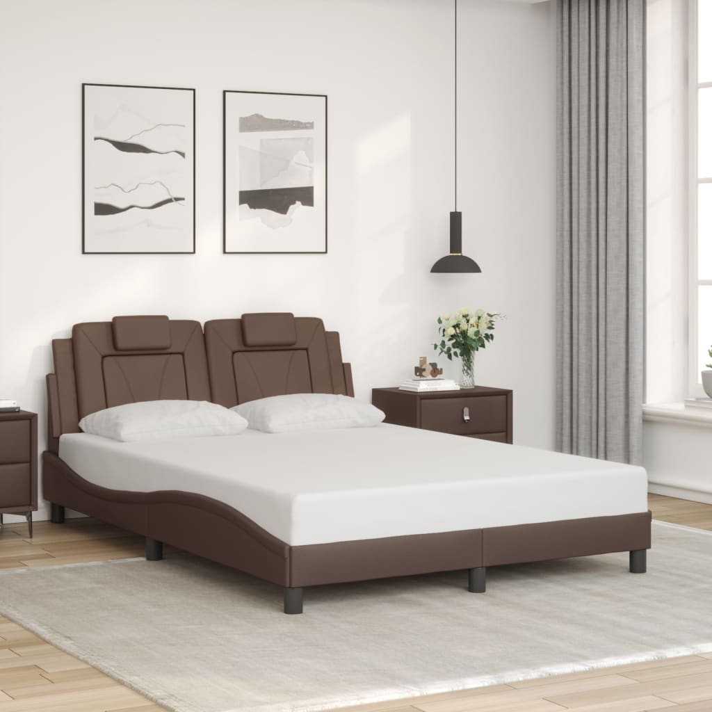 Cadre de lit sans matelas marron 140x190 cm similicuir