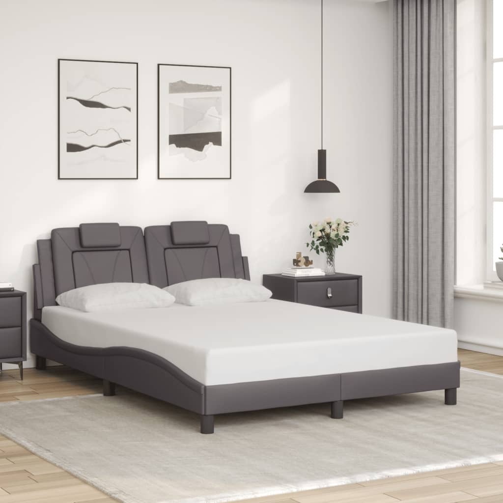 Cadre de lit sans matelas gris 140x190 cm similicuir